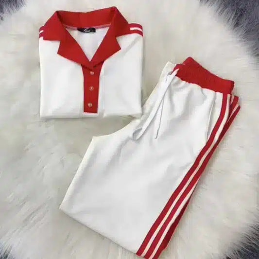 Contrast Collar Style Western 2-Pcs Summer Dry-Fit Tracksuit For Her. WSTS-01