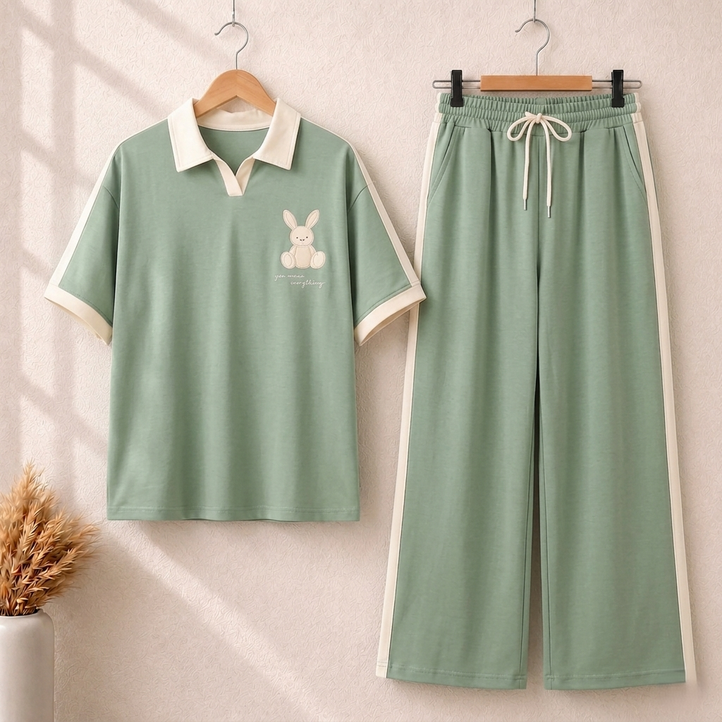 Little Bear Style Western 2-Pcs Summer Tracksuit For Her MWTS-34