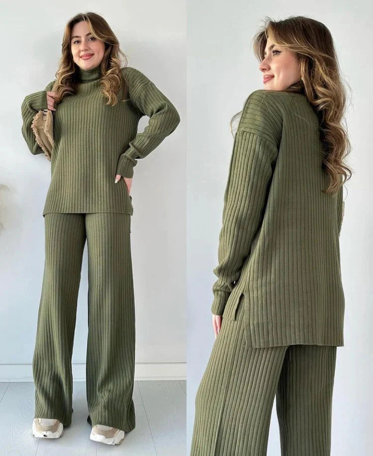 Mocha Serenity Ribbed Luxe Two-Piece CoOrd Set