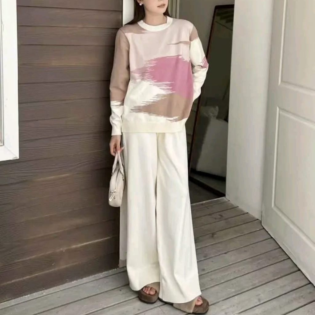 Trendy Sky Print Casual Winter Tracksuit