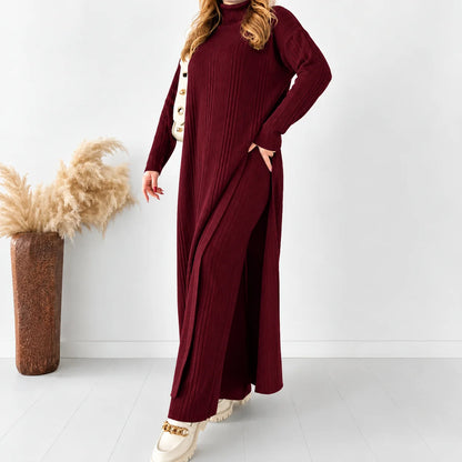 Trendy  Roll Neck Style knit CoOrd Set