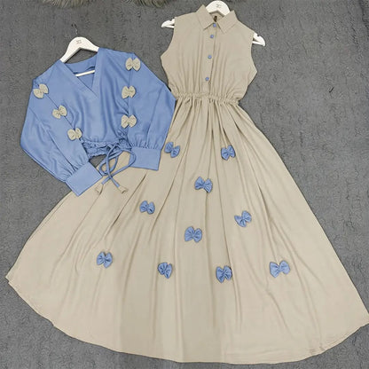 Zayra Classic Wine Bow Embellished Maxi 2-Piece