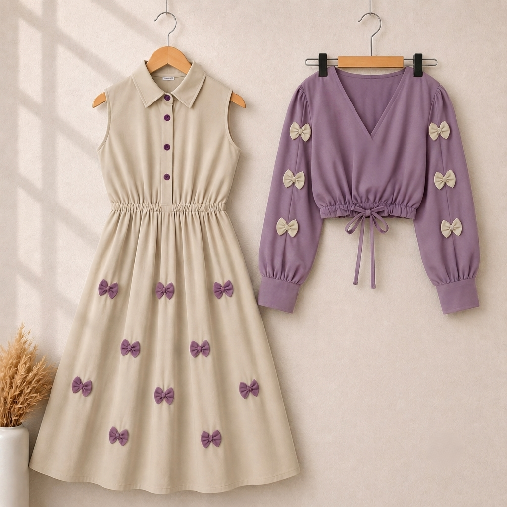 Zayra Classic Wine Bow Embellished Maxi 2-Piece