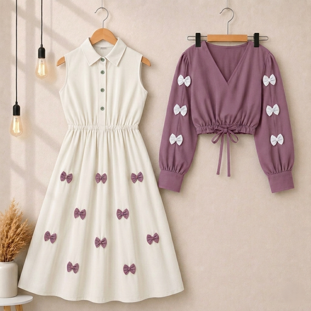 Classic Wine Bow Embellished Maxi 2-Piece