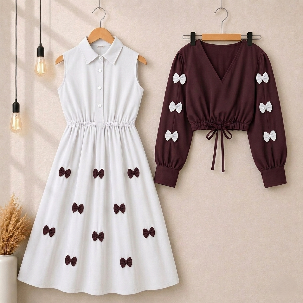 Classic Wine Bow Embellished Maxi 2-Piece