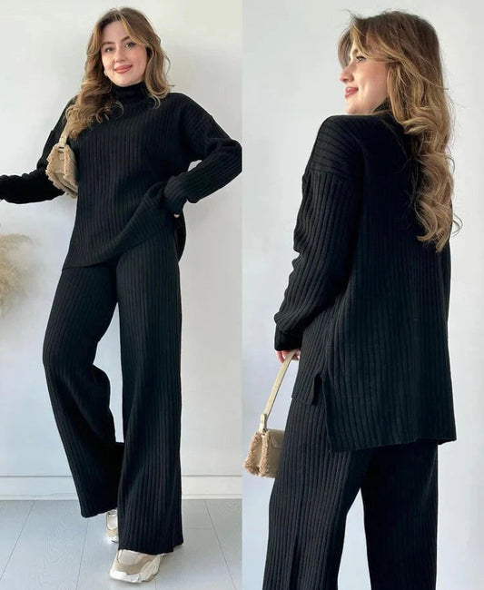 Mocha Serenity Ribbed Luxe Two-Piece CoOrd Set
