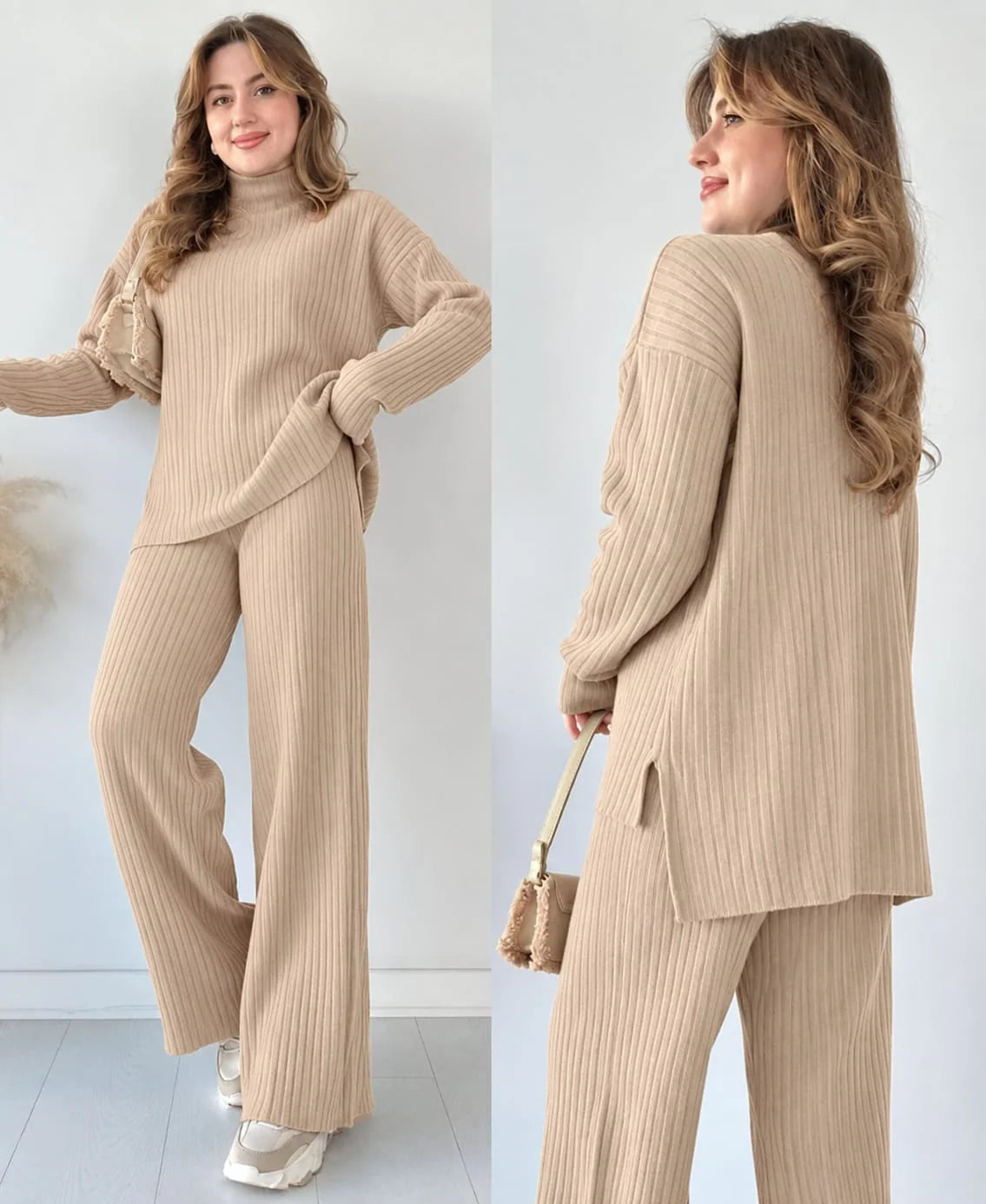 Mocha Serenity Ribbed Luxe Two-Piece CoOrd Set