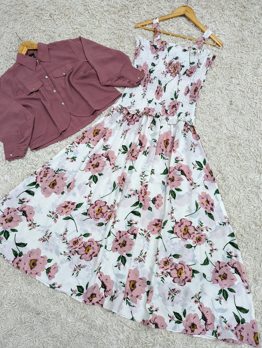 Rose Garden Smocked Maxi Dress – 2 Piece Set