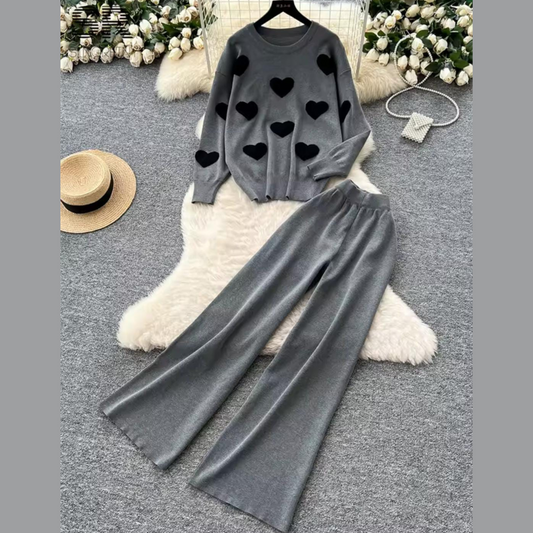 Heart Printed Premium Quality Winter 2-Pcs Co-Ord Set. CWTS-22