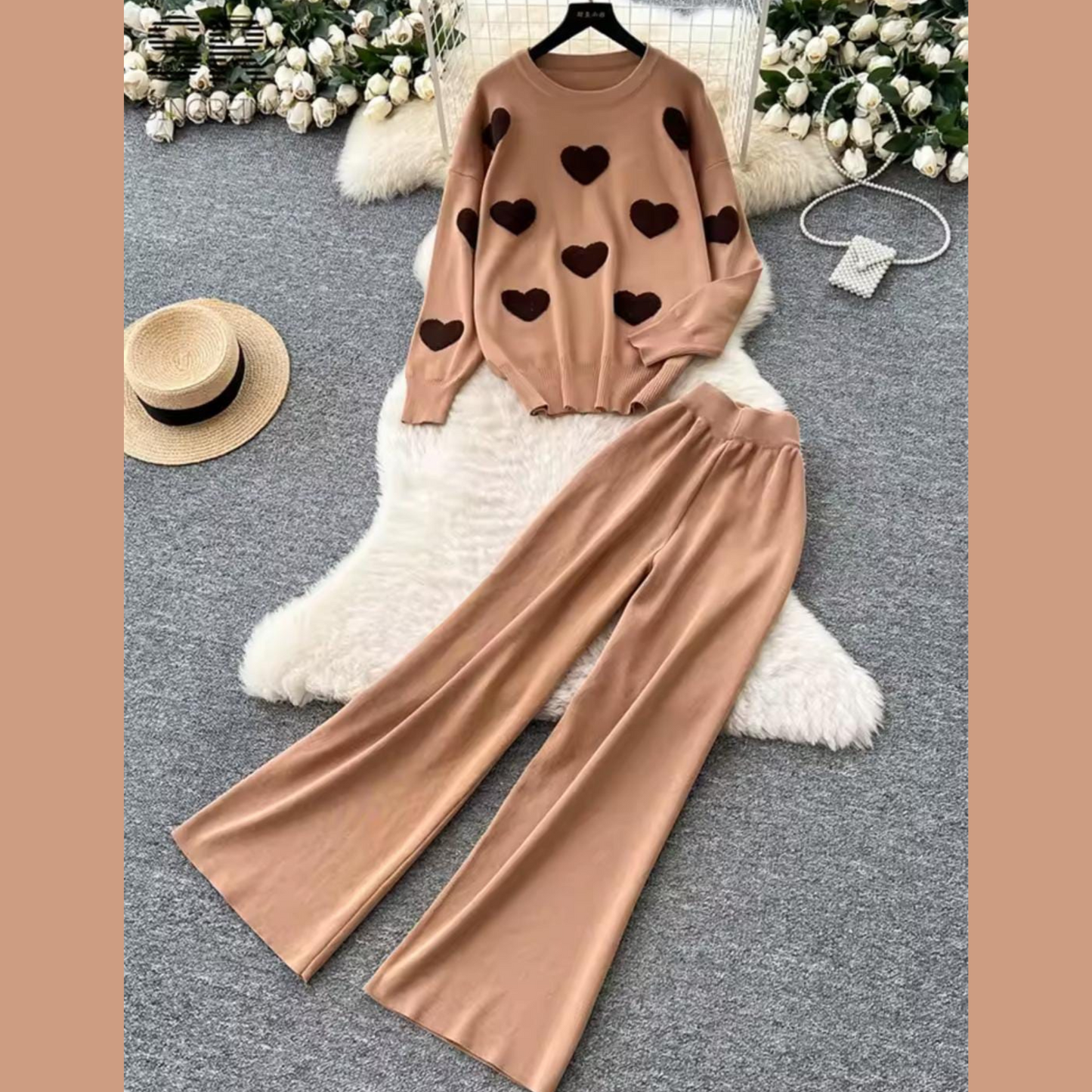 Heart Printed Premium Quality Winter 2-Pcs Co-Ord Set. CWTS-22