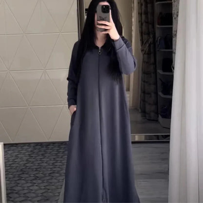 Premium Quality Long Zipper Hoodie Top Style Abaya. CWTS-24