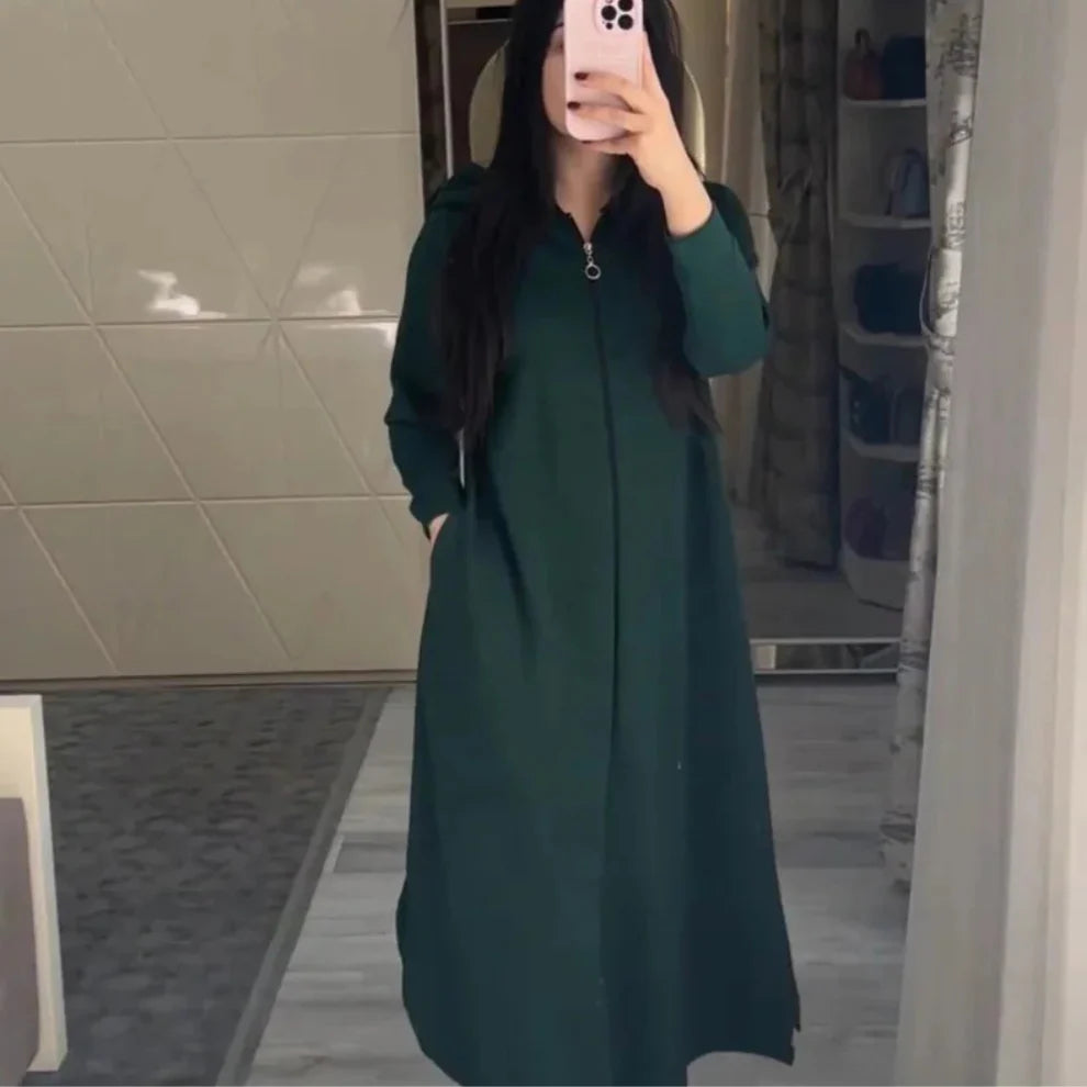 Premium Quality Long Zipper Hoodie Top Style Abaya. CWTS-24