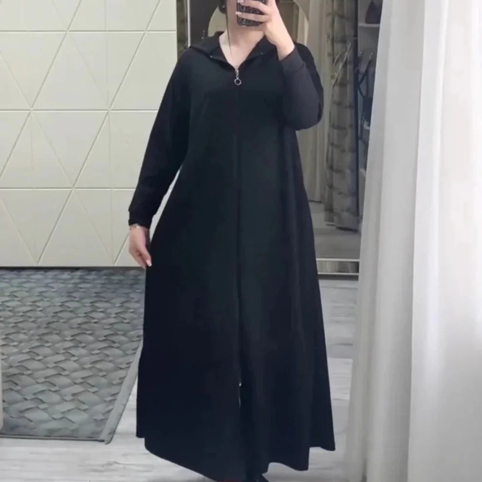 Premium Quality Long Zipper Hoodie Top Style Abaya. CWTS-24