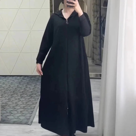 Premium Quality Long Zipper Hoodie Top Style Abaya. CWTS-24