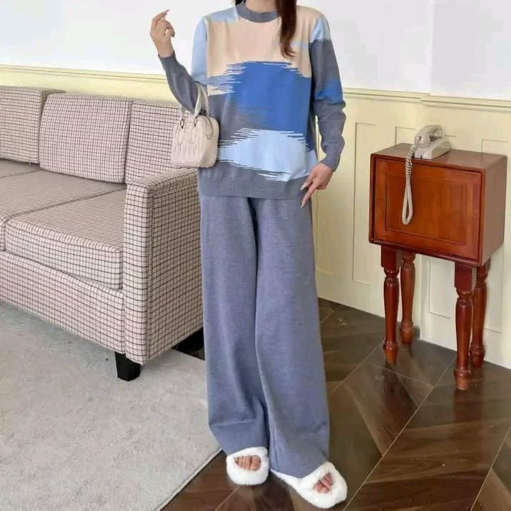 Trendy Sky Print Casual Winter Tracksuit