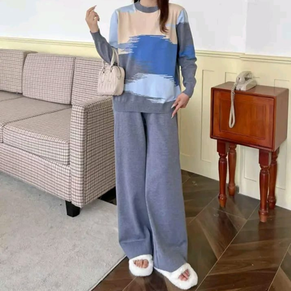 Trendy Sky Print Casual Winter Tracksuit