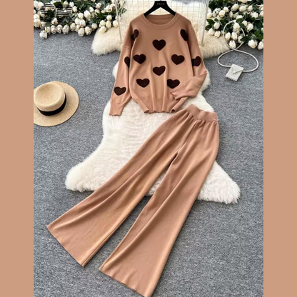 Heart Printed Premium Quality Winter 2-Pcs Co-Ord Set. CWTS-22