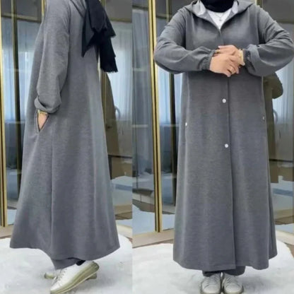 Long Button Hoodie Style 2-Pcs Winter Co-Ord Set. WWTS-18