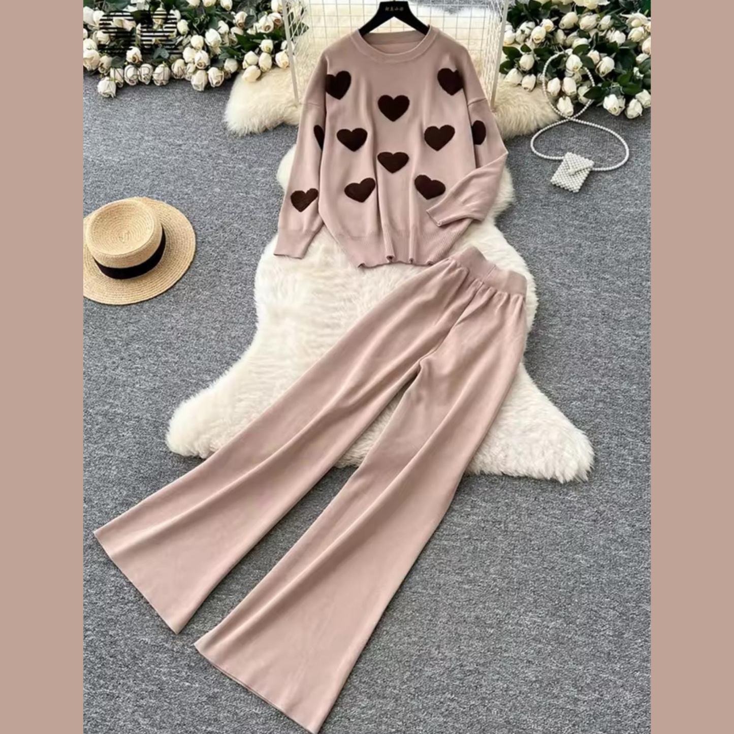 Heart Printed Premium Quality Winter 2-Pcs Co-Ord Set. CWTS-22