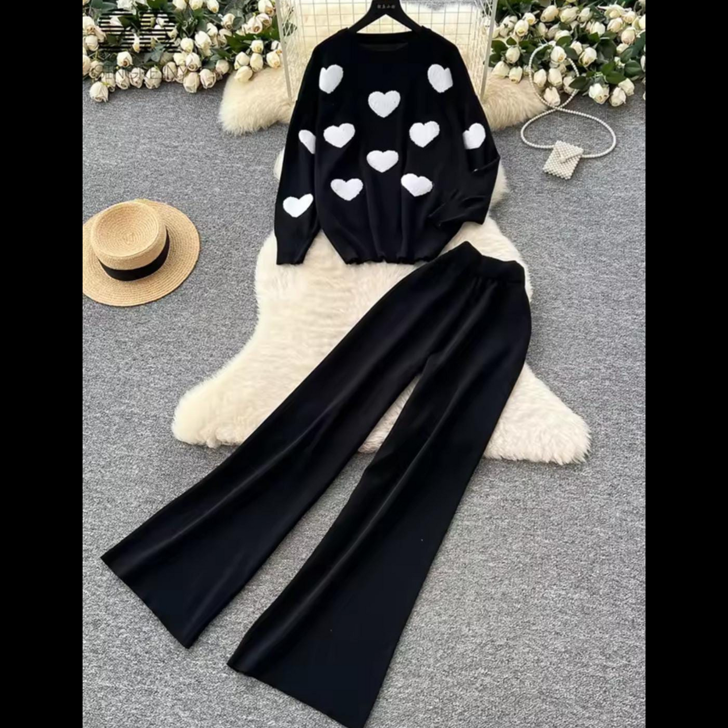 Heart Printed Premium Quality Winter 2-Pcs Co-Ord Set. CWTS-22