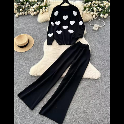 Heart Printed Premium Quality Winter 2-Pcs Co-Ord Set. CWTS-22