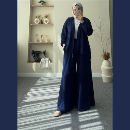 Wide-Leg Bottom Over Size Style Premium Quality Winter 2-Pcs Tracksuit. CWTS-39