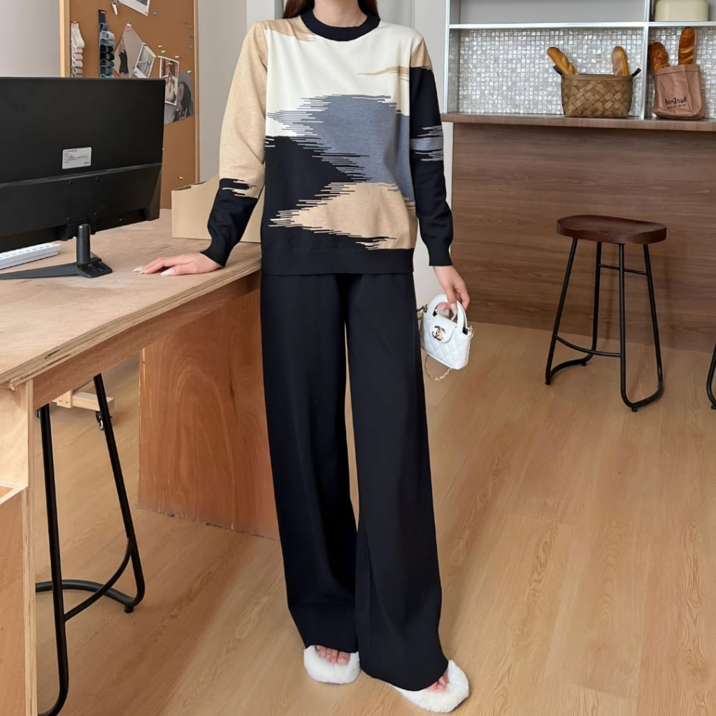 Trendy Sky Print Casual Winter Tracksuit