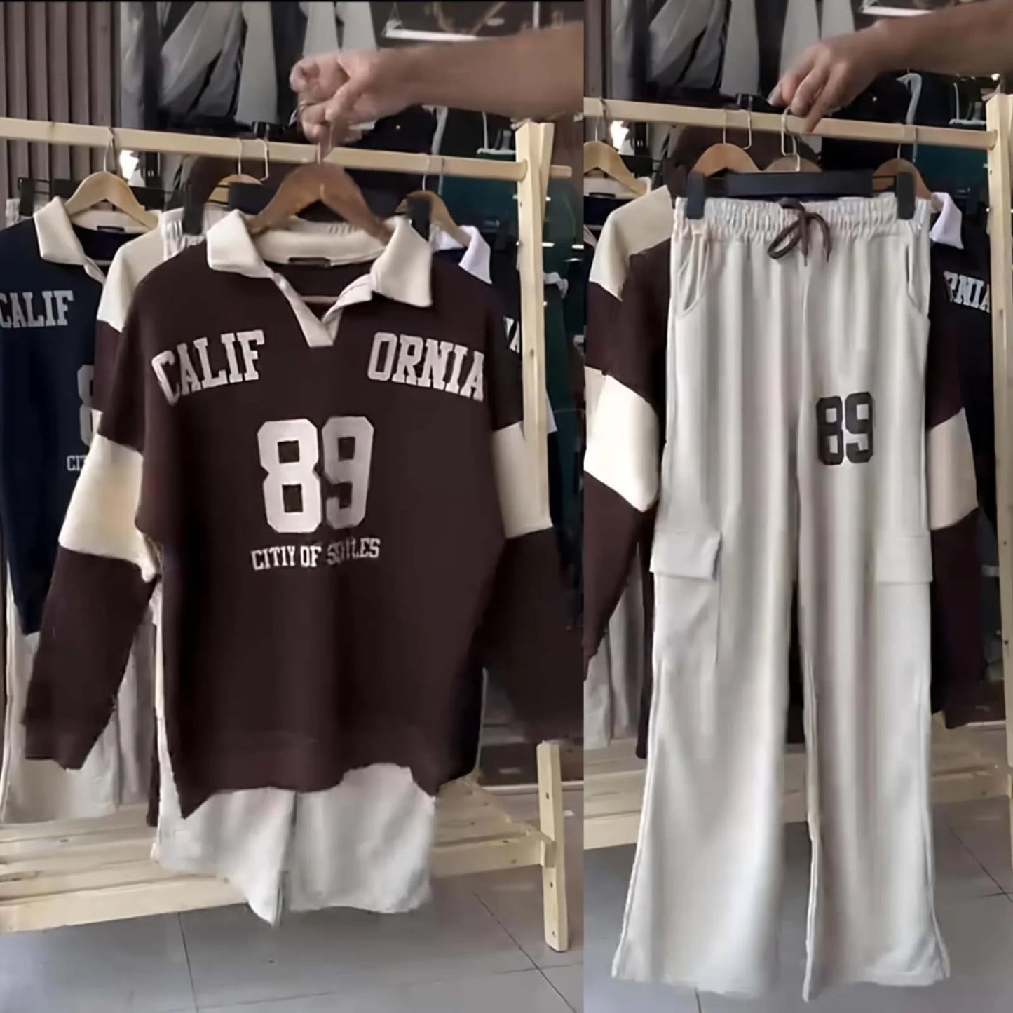 Cali-89 Collar Cargo Style 2-Pcs Winter Tracksuit For Her. WWTS-45