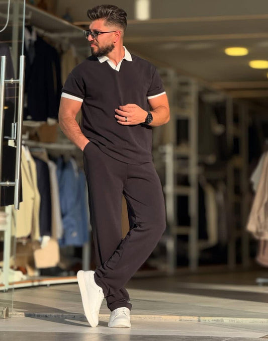 Men’s White Collar Premium Polo Co-Ord Set MMSS-11