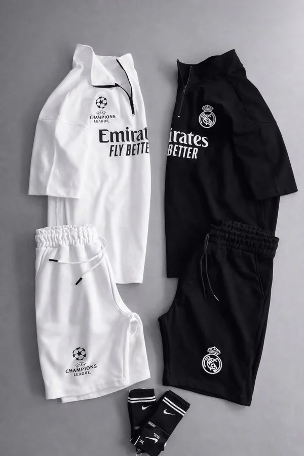 MENS FOOTBALL INSPIRED SET – SLIM FIT HALF ZIP & SHORTS MMSS-16