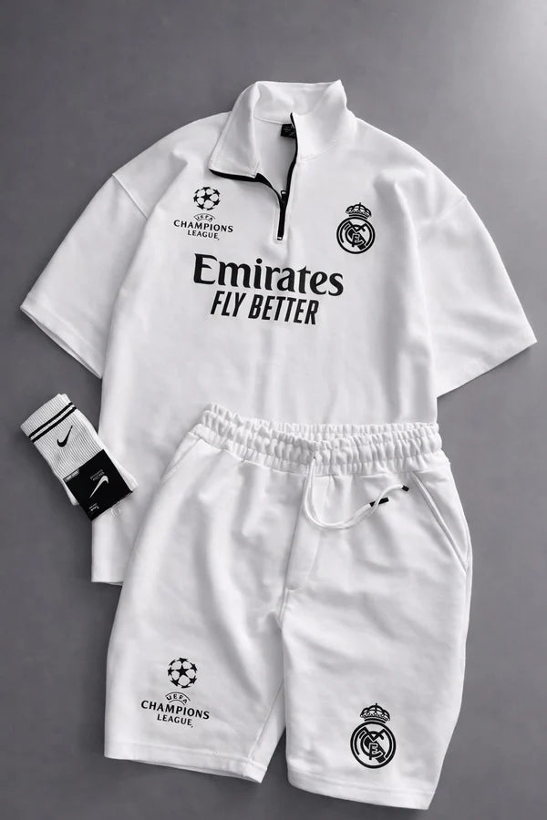 MENS FOOTBALL INSPIRED SET – SLIM FIT HALF ZIP & SHORTS MMSS-16