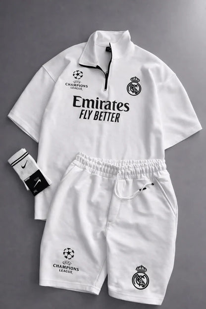 MENS FOOTBALL INSPIRED SET – SLIM FIT HALF ZIP & SHORTS MMSS-16