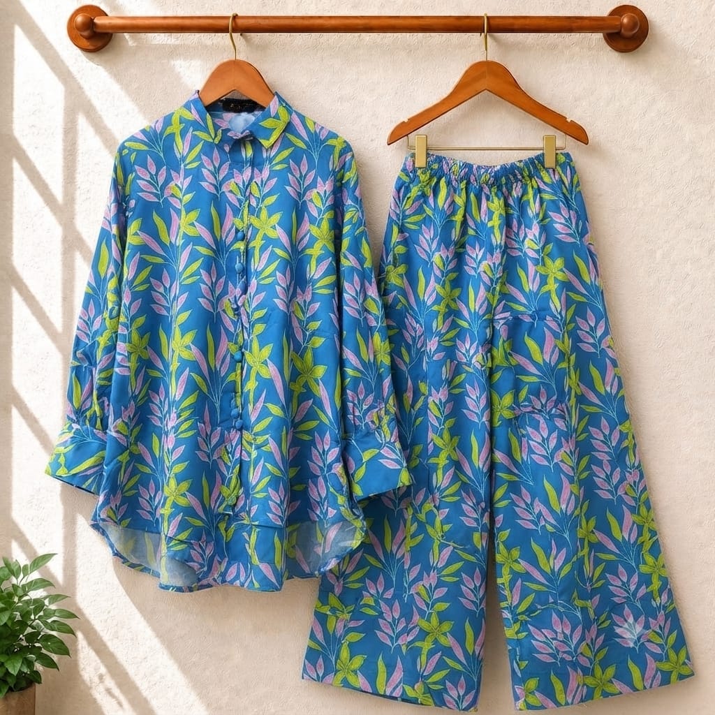 Zayra Printed Western Shirt Style 2-Pcs Stitched Co-Ord Set.